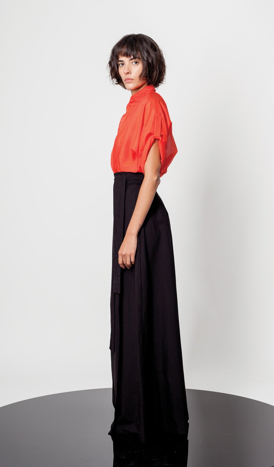 Voile cropped shirt Red