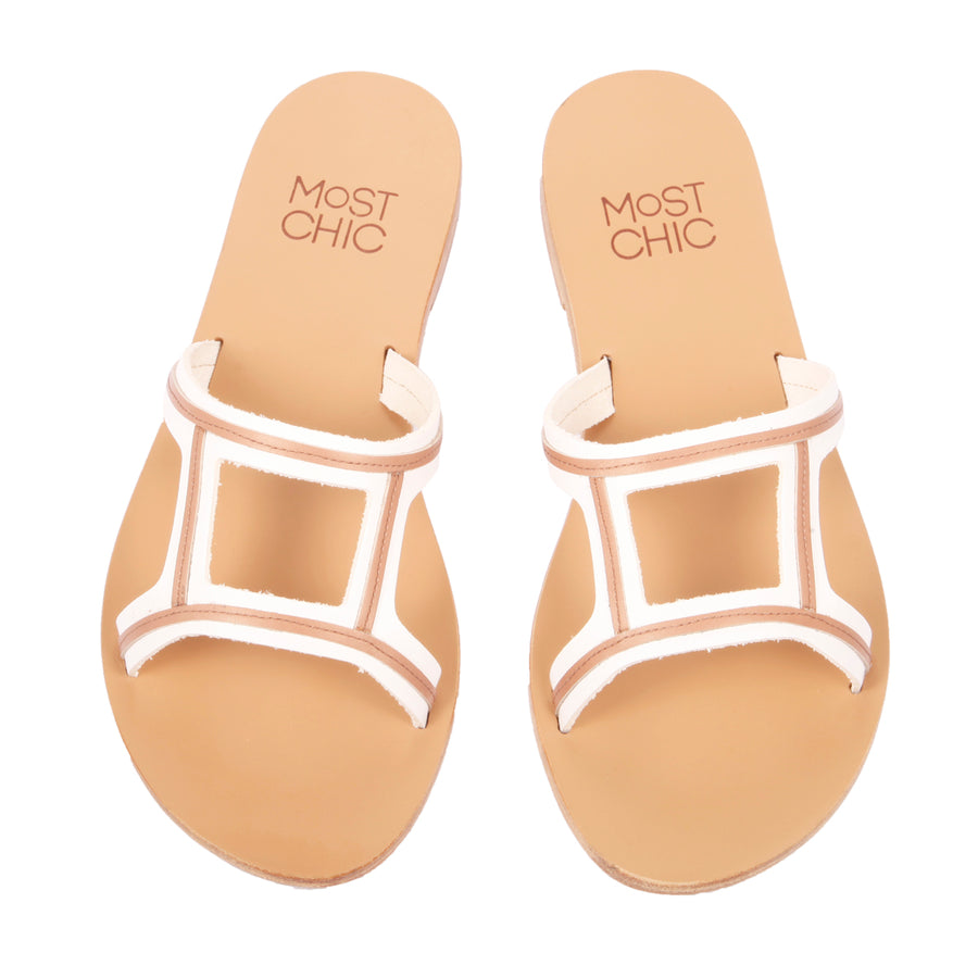 New Lotus white with dessert leather sandals