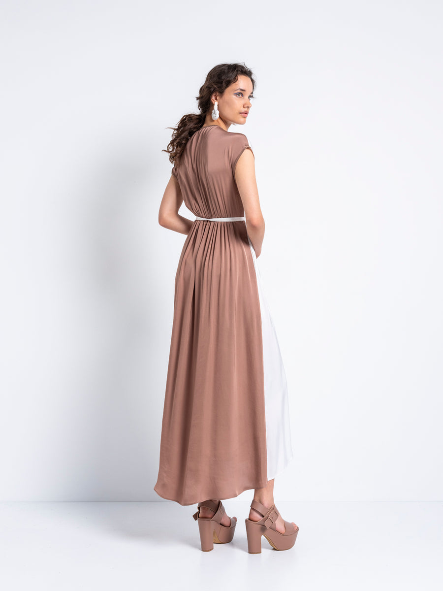 Gentle Fluidity – Crossed Dress (White and Clay)