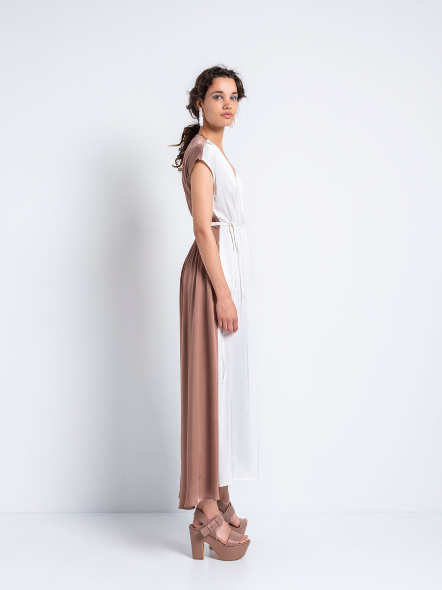 Gentle Fluidity – Crossed Dress (White and Clay)