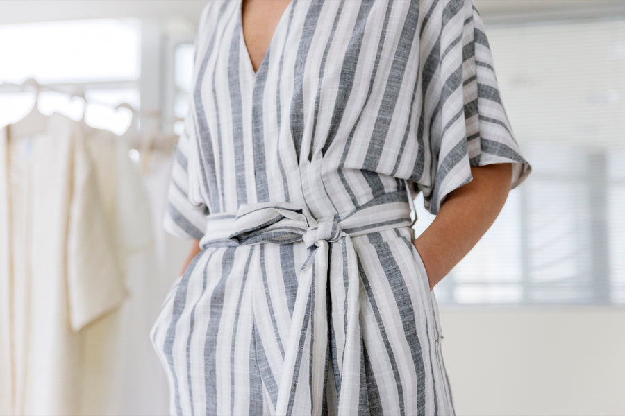 Striped linen jumpsuit