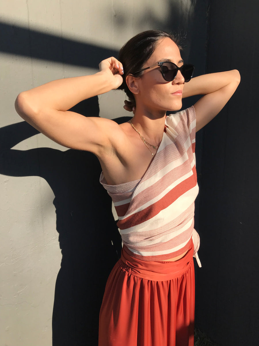 One-shoulder Stripe Top