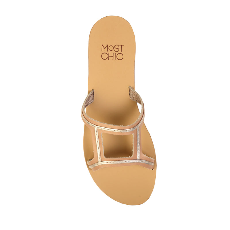 New Lotus dessert with metal leather sandals