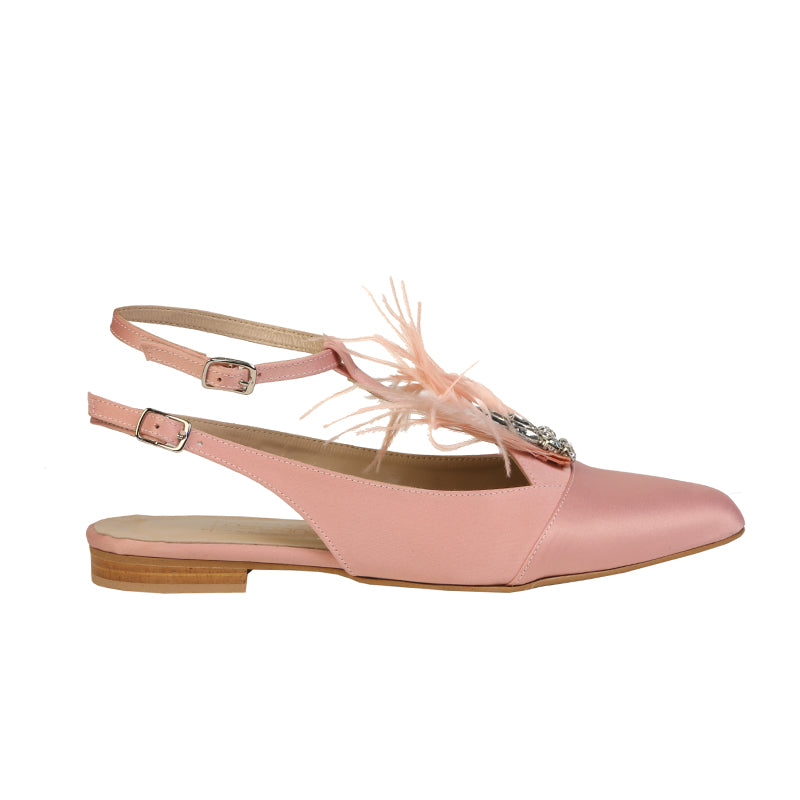 Pink Flats with feathers