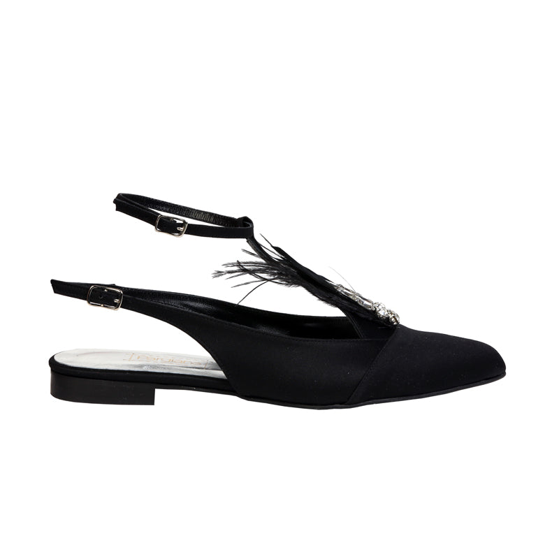 Black Flats with feathers
